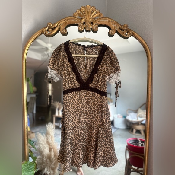 Free people Jos leopard mini dress nwot Xs - Picture 2 of 2